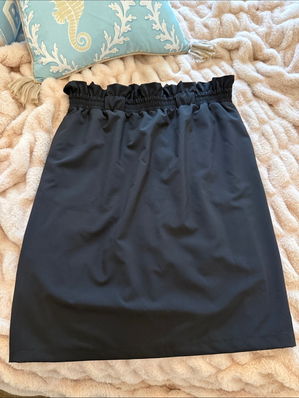 Albion Black Sporty Pencil Skirt with gold zipper details size L (Tall)